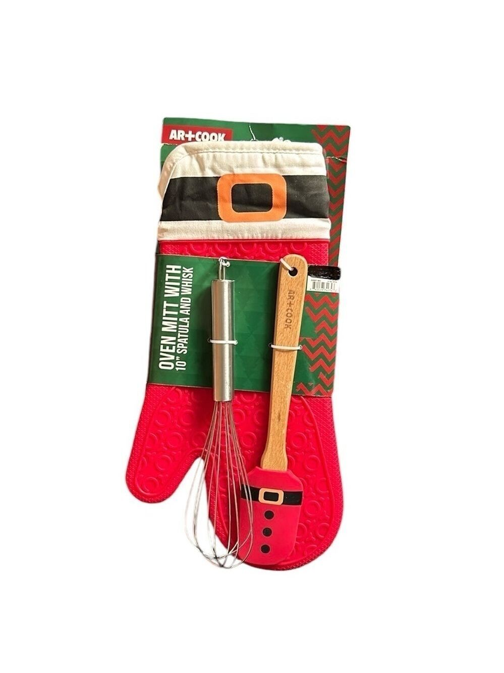 Christmas Baking Set Solid Silicone Potholder Oven Mitt Whisk and Spatula